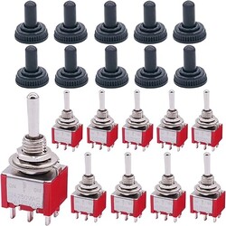 10Pcs Miniature Toggle Switches DPDT 3 Position 6 Pins ON/OFF/ON AC 125V 5A with Waterproof Cap 10Pcs Miniature Toggle Switches DPDT 3 Position 6 Pins ON/OFF/ON AC 125V 5A with Waterproof Cap