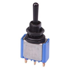 Black (On)-Off-(On) Momentary Miniature Toggle Switch Sealed SPDT - 5637ADGBX408  Black (On)-Off-(On) Momentary Miniature Toggle Switch Sealed SPDT - 5637ADGBX408