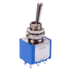 On-On 6.35mm Miniature Toggle Switch DPDT 4A 30VDC 5646A 