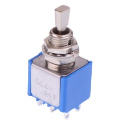 On-Off-On 6.35mm Miniature Toggle Switch DPDT 4A 30VDC 5649A-12  On-Off-On 6.35mm Miniature Toggle Switch DPDT 4A 30VDC 5649A-12