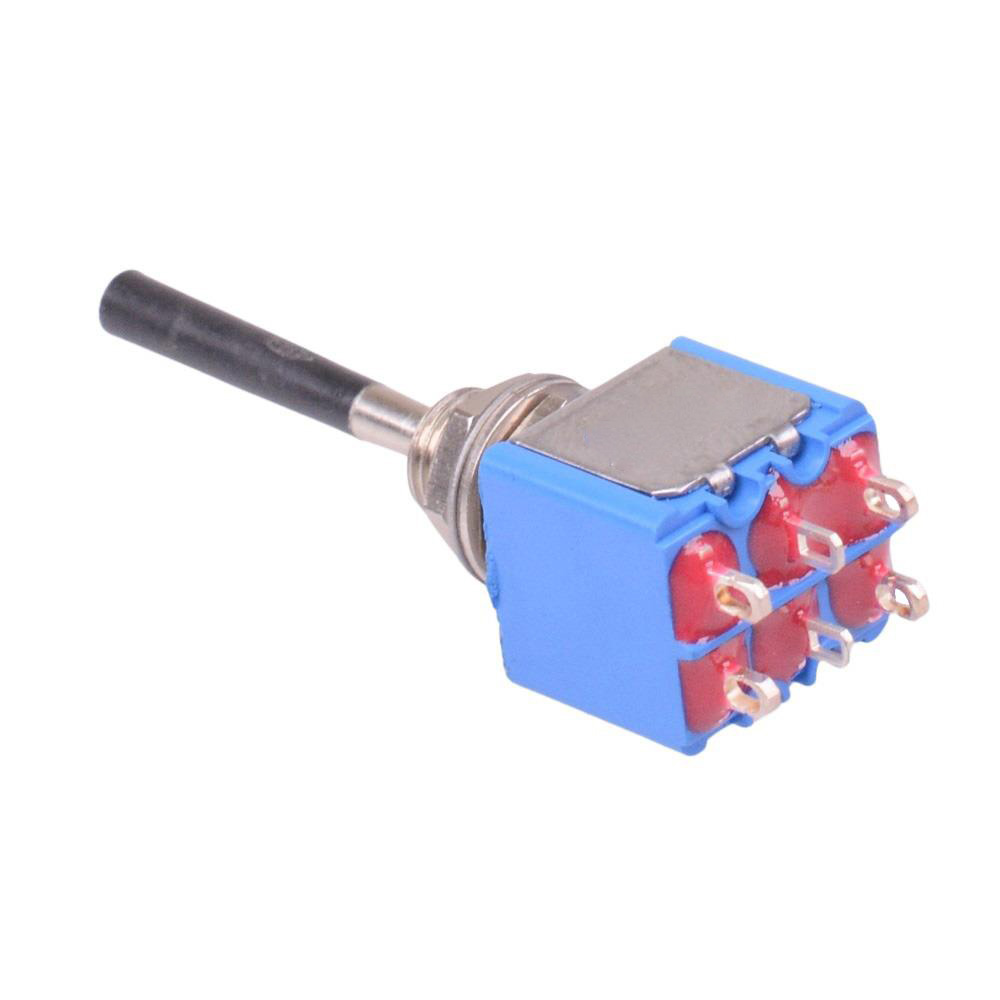 Black Long Lever On-Off-On Miniature Toggle Switch DPDT