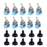 Latching Miniature Toggle Switches 2 Pins 2 Positions SPST On-Off AC 6A/125V with Waterproof Cap Latching Miniature Toggle Switches 2 Pins 2 Positions SPST On-Off AC 6A/125V with Waterproof Cap