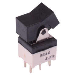 Black On-(On) Momentary Washable PCB Miniature Toggle Switch SPDT 0.4A 20V SW232CD-6 Black On-(On) Momentary Washable PCB Miniature Toggle Switch SPDT 0.4A 20V SW232CD-6