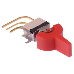Red Paddle (On)-Off-(On) Momentary Washable PCB Miniature Toggle Switch SPDT 0.4A 20V SWW237CD6X653 