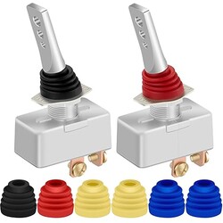 12 Volt 50 Amp Standard Toggle Switches 12V ON Off Waterproof  with Rubber Boot Cover (Black Amber Red Blue) -2pcs 12 Volt 50 Amp Standard Toggle Switches 12V ON Off Waterproof  with Rubber Boot Cover (Black Amber Red Blue) -2pcs