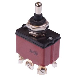 On-Off-On Sealed 12mm Toggle Switch DPDT IP67 12A 28VDC - 3649NF 