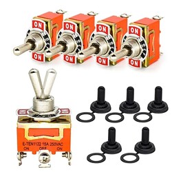 5PCS Standard Toggle Switches SPDT 3Pin 3 Position ON-Off-ON 15A 250V Boot Cap Cover