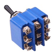Black On-(On) Momentary 12mm Toggle Switch 3PDT 6.5A 6655-03K  Black On-(On) Momentary 12mm Toggle Switch 3PDT 6.5A 6655-03K