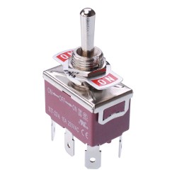 On-Off-On DPDT Toggle Switch 250V AC 15A 12mm