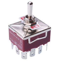 On-Off-On Toggle Switch 250V 15A 4PDT 12mm 