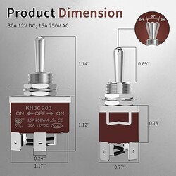 Standard Toggle Switches Latching Reverse Polarity 12V 30A Waterproof 4 Pin ON Off ON 3 Position with Cover Standard Toggle Switches Latching Reverse Polarity 12V 30A Waterproof 4 Pin ON Off ON 3 Position with Cover