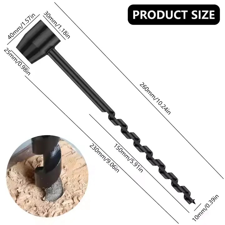 Manual Auger Drill Hand Drill Digger Auger Outdoor Auger Drill Bits Bushcraft Survival Tools for Chopping Camping Gear Packs