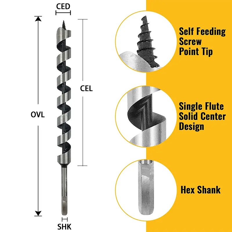 SDS Plus Workworking Auger Bit for Wood Deep Smooth Clean Holes Drilling