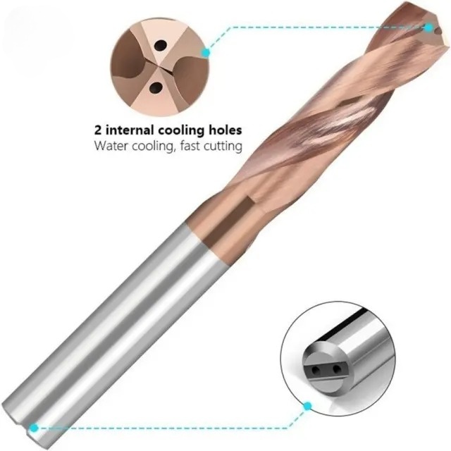 Factory Price Carbide Bits D6-D13.2mm Internal Cooling Drill Spiral Twist Bit TISI Coated Hole Drill for Metal