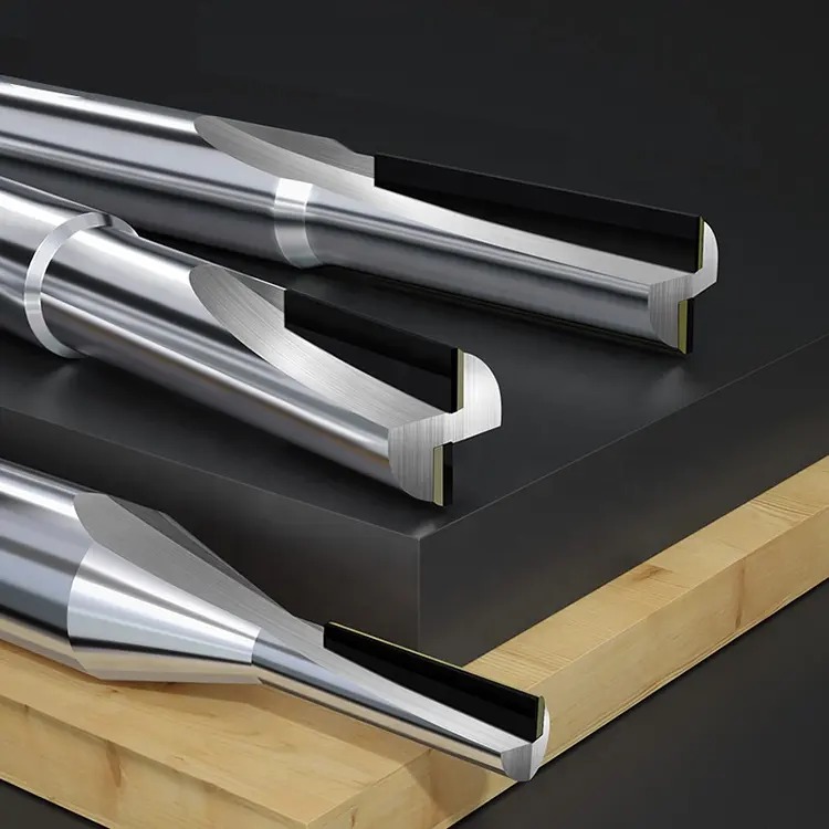 PCD 2 Flute Diamond Milling Cutter Aluminum Alloy High Gloss Cutting Cutter NC Machining Tool Router Bit End Mill