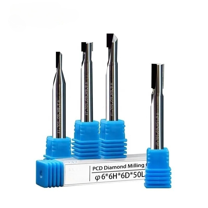 PCD 2 Flute Diamond Milling Cutter Aluminum Alloy High Gloss Cutting Cutter NC Machining Tool Router Bit End Mill