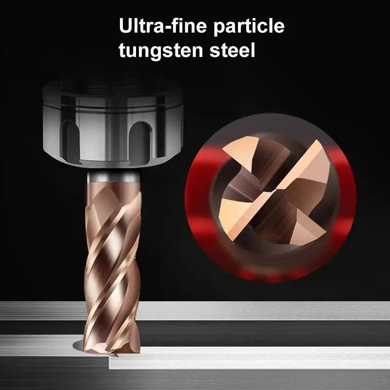 4-flute Flat End Mills Hrc55 Tungsten Carbide Cemented Hard Alloy Milling Cutter Tool for Metal Cnc Tungsten