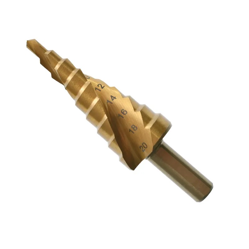 3PCS Step Drill Bit Set with Titanium Coated Double Cutting Blades Spiral Pagoda Drill Reaming Step Cone Drill for Metal