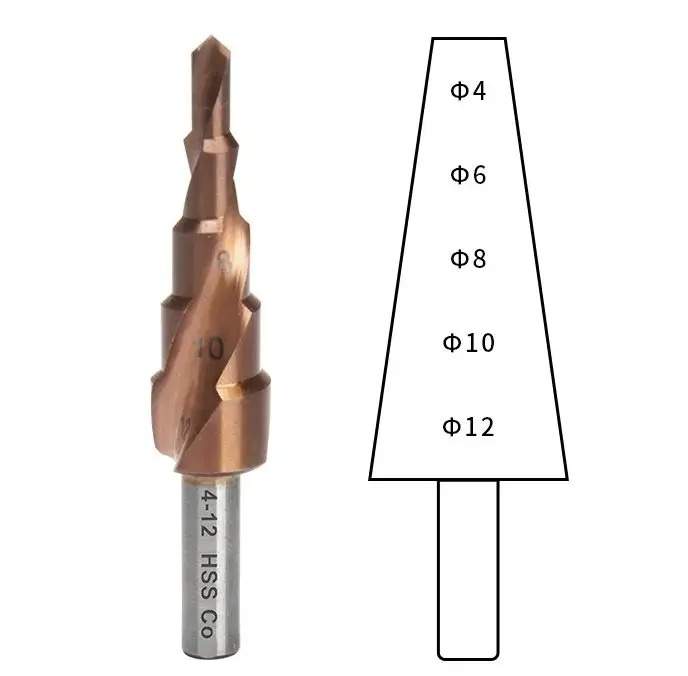 Spiral Flute Cobalt Coated HSS-Co 5% M35 Step Drill Bit