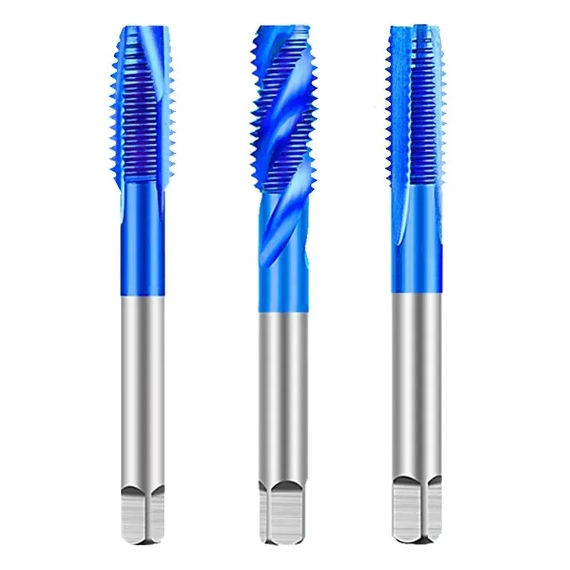 Straight Spiral Flute Taps HSS M35 Cobalt Containing Tip Taps M2-M20 Blue Nano Machine Taps for Stainless Steel