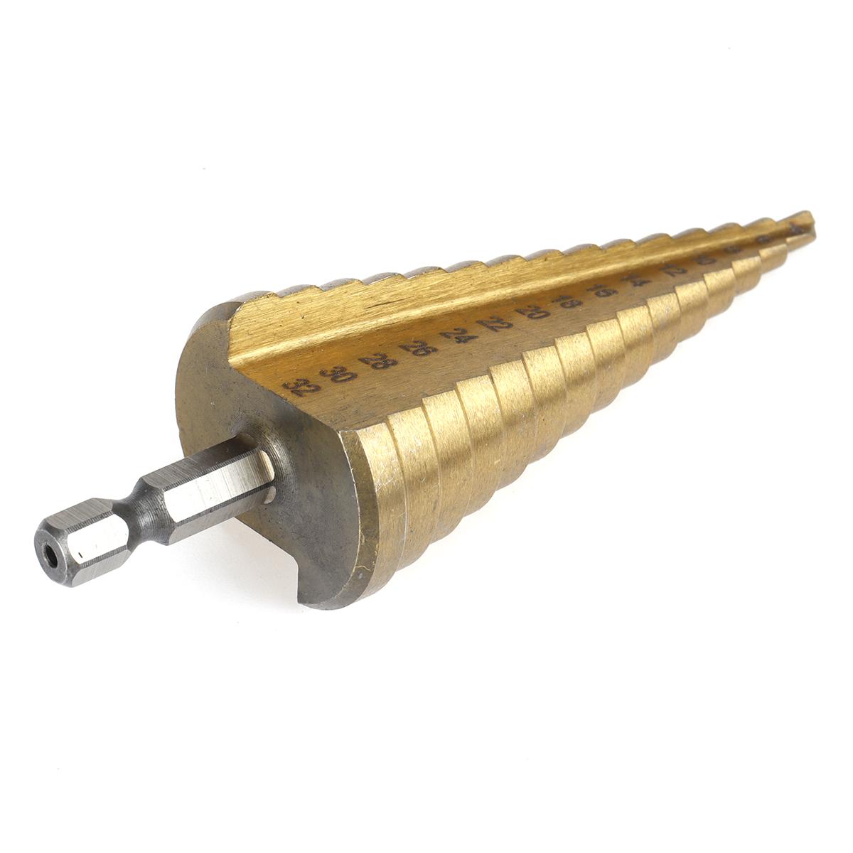 3 Piece  Titanium Coated Step Drill Bit Set 4-12mm 4-20mm 4-32mm Straight Slot  Perfect Plastic Hole Cutting Tool Core Cone Drilling Tool Set