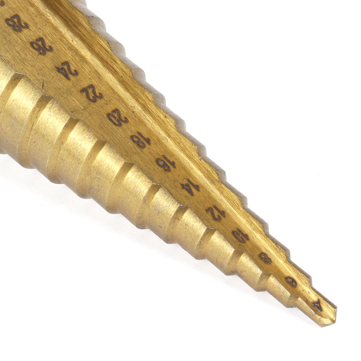 3 Piece  Titanium Coated Step Drill Bit Set 4-12mm 4-20mm 4-32mm Straight Slot  Perfect Plastic Hole Cutting Tool Core Cone Drilling Tool Set