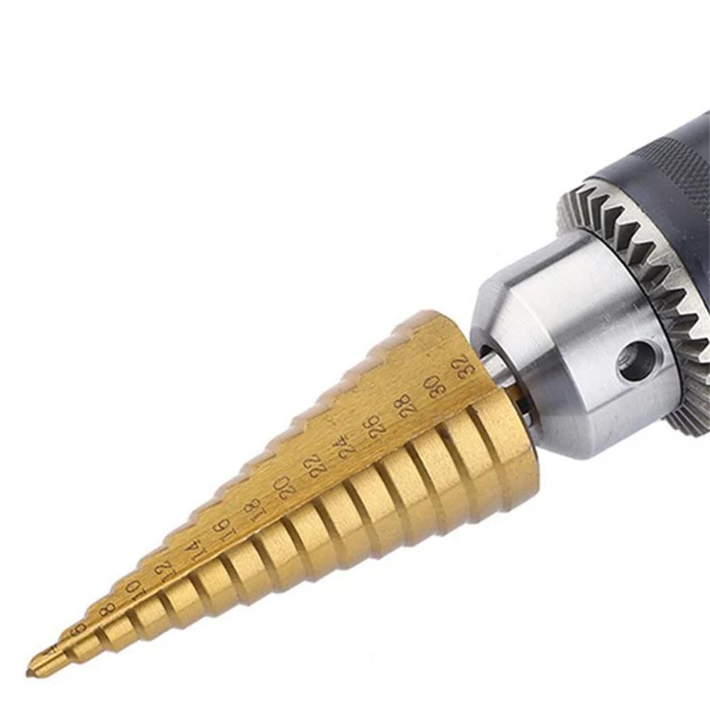 3PCS  Steel Drill Bits 4-12mm 4-20mm 4-32mm Titanium Coated for Heat Reduction Perfect
