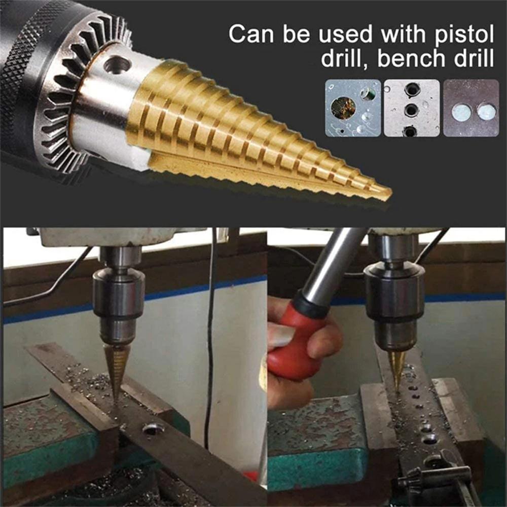 3PCS  Steel Drill Bits 4-12mm 4-20mm 4-32mm Titanium Coated for Heat Reduction Perfect