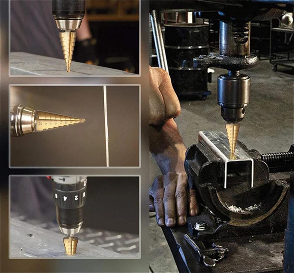 3PCS  Steel Drill Bits 4-12mm 4-20mm 4-32mm Titanium Coated for Heat Reduction Perfect