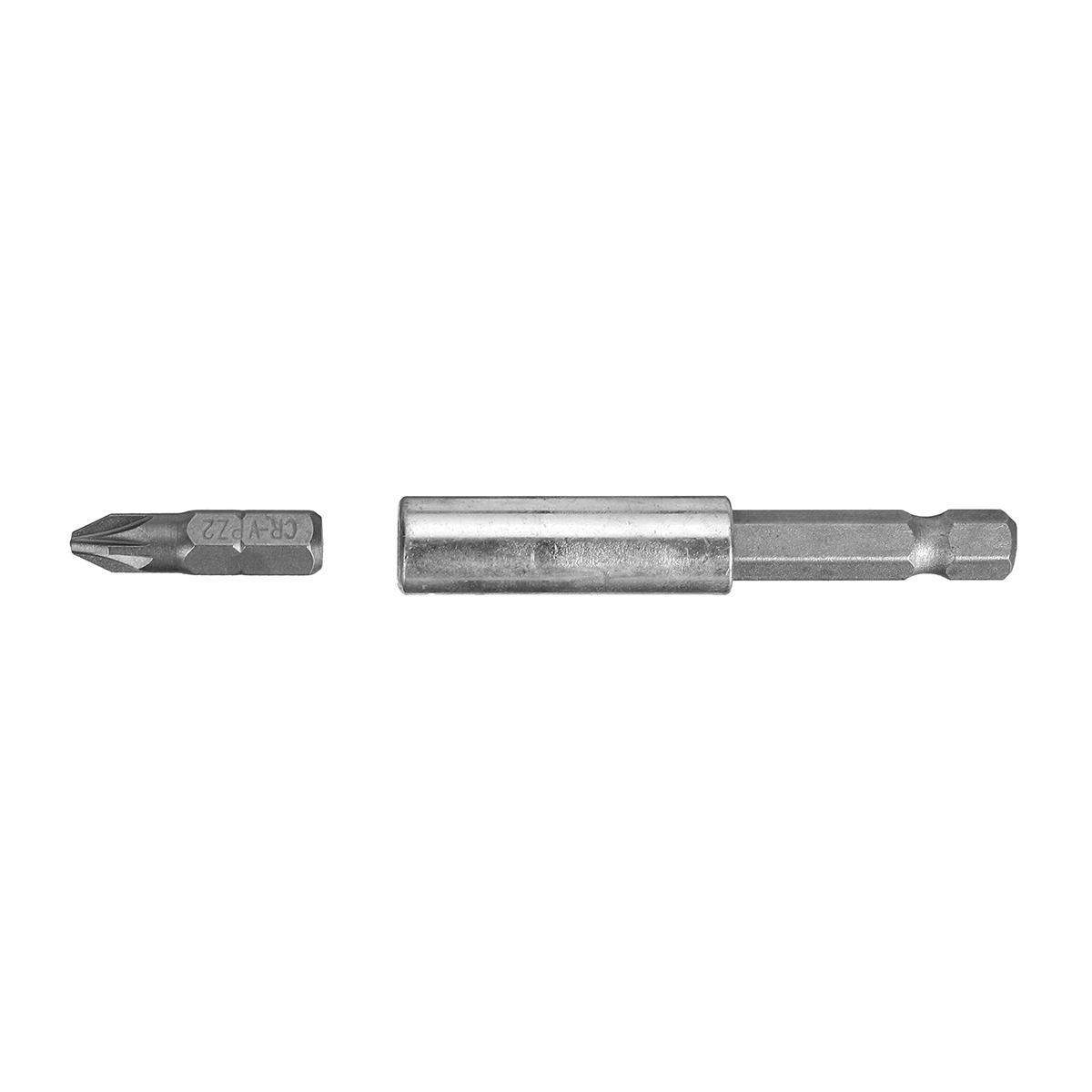 18PCS Drill Bit Set Phillips Pozidriv Slotted Bits  Twist Drill and Countersink Bit with 60mm Extension Rod with Plastic Storage Box