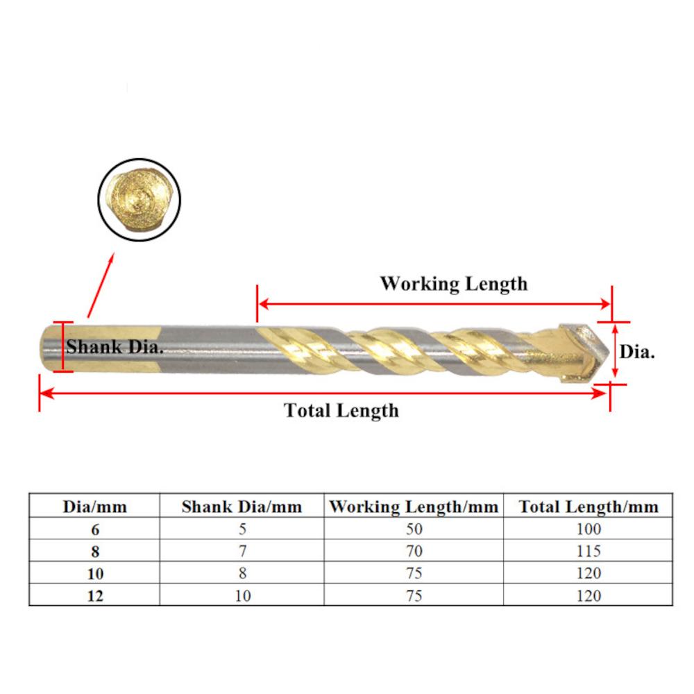 4/5/6/7/10Pcs Multi-functional Tungsten Carbide Tip Glass Drill Bit Set Triangle Bits For Porcelain Ceramic Glass Plastic Wood