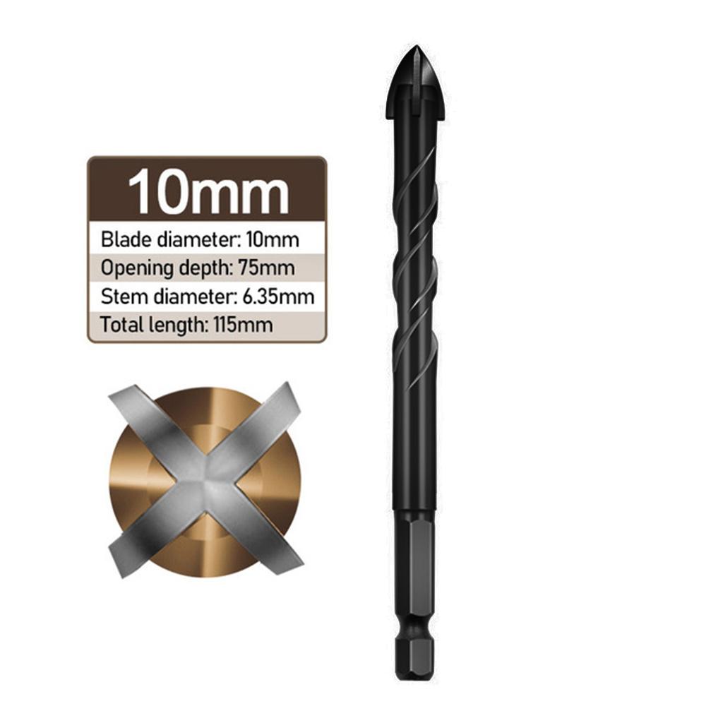 5PCS Tile Drill Bit Four-Edged Impact Overlord Drill Hexagonal Handle Concrete Triangle Drill Electric Glass Punching Special