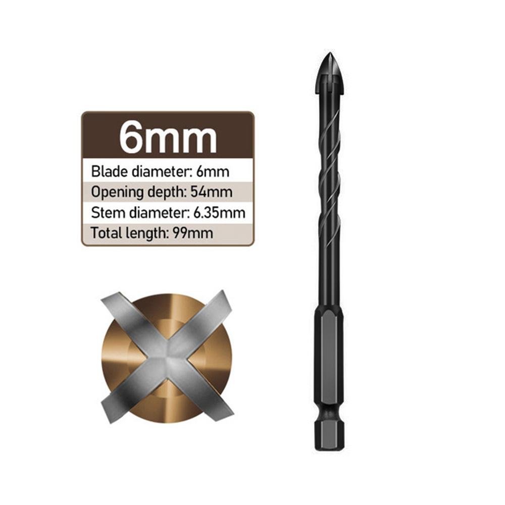 5PCS Tile Drill Bit Four-Edged Impact Overlord Drill Hexagonal Handle Concrete Triangle Drill Electric Glass Punching Special