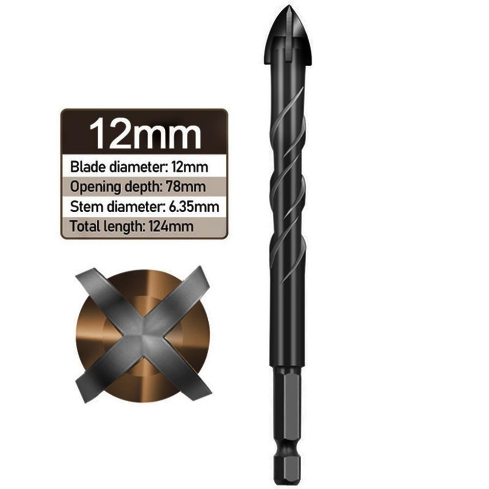 5PCS Tile Drill Bit Four-Edged Impact Overlord Drill Hexagonal Handle Concrete Triangle Drill Electric Glass Punching Special