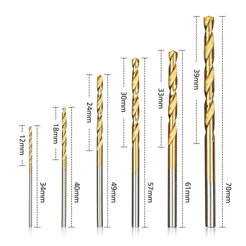 60PCS 1/1.5/2/2.5/3/3.5mm High Speed Steel Twist Drill Bit Professional Titanium Coated Drill Bit Tools Quality Power Tools