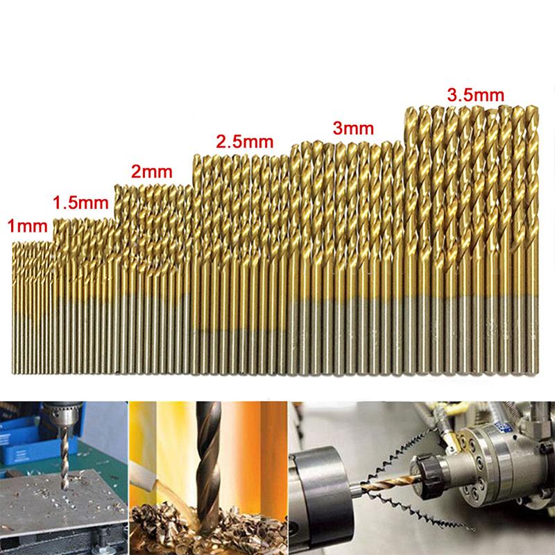 60PCS 1/1.5/2/2.5/3/3.5mm High Speed Steel Twist Drill Bit Professional Titanium Coated Drill Bit Tools Quality Power Tools