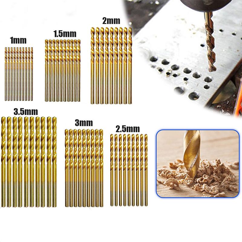 60PCS 1/1.5/2/2.5/3/3.5mm High Speed Steel Twist Drill Bit Professional Titanium Coated Drill Bit Tools Quality Power Tools
