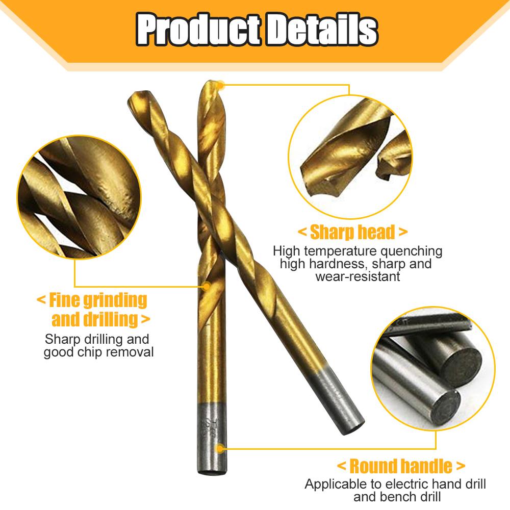 60PCS 1/1.5/2/2.5/3/3.5mm High Speed Steel Twist Drill Bit Professional Titanium Coated Drill Bit Tools Quality Power Tools