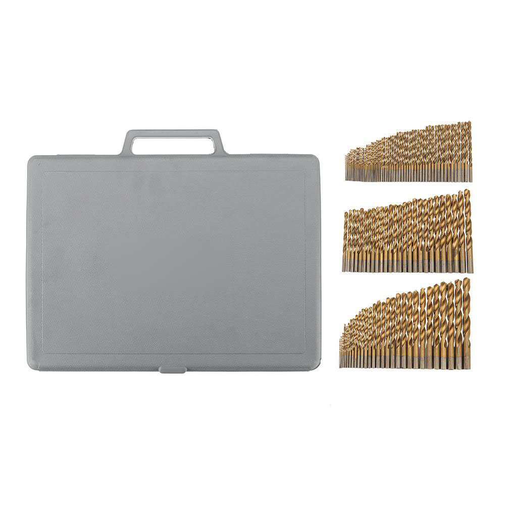 Socoje 115pcs Titanium Plating Twist Drill Bit Set 1/16-1/2 Inch Round Shank Twist Drill For Quick Wood Metal Drilling