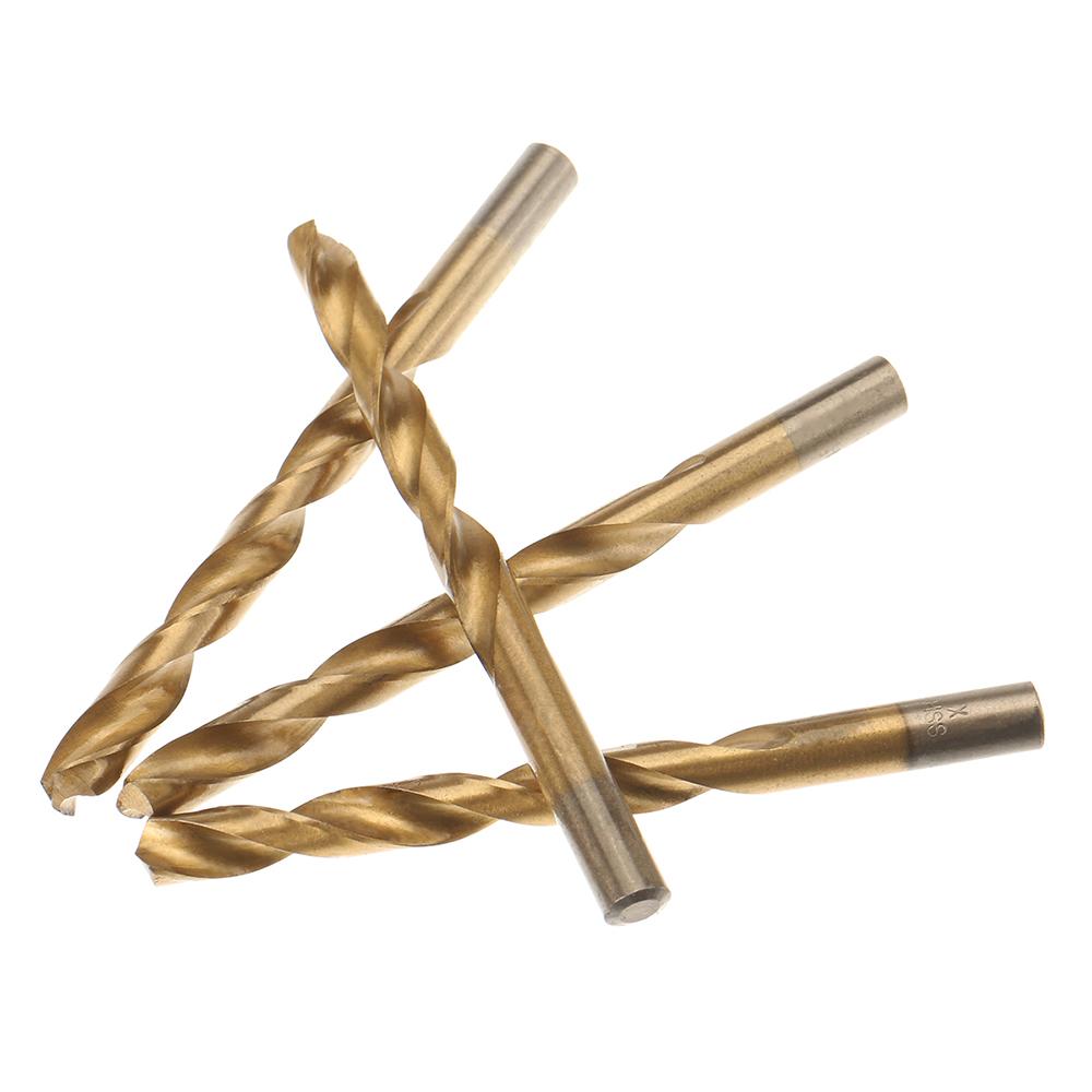 Socoje 115pcs Titanium Plating Twist Drill Bit Set 1/16-1/2 Inch Round Shank Twist Drill For Quick Wood Metal Drilling