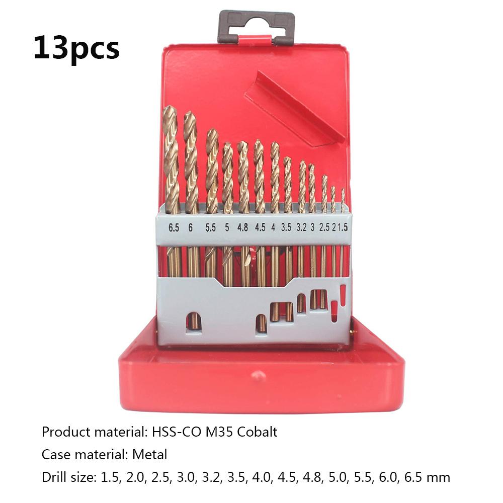 Socoje M35 Cobalt Drill Bit Set -Co Jobber Length Twist Drill Bits with Metal Case for Stainless Steel Wood Metal Drilling