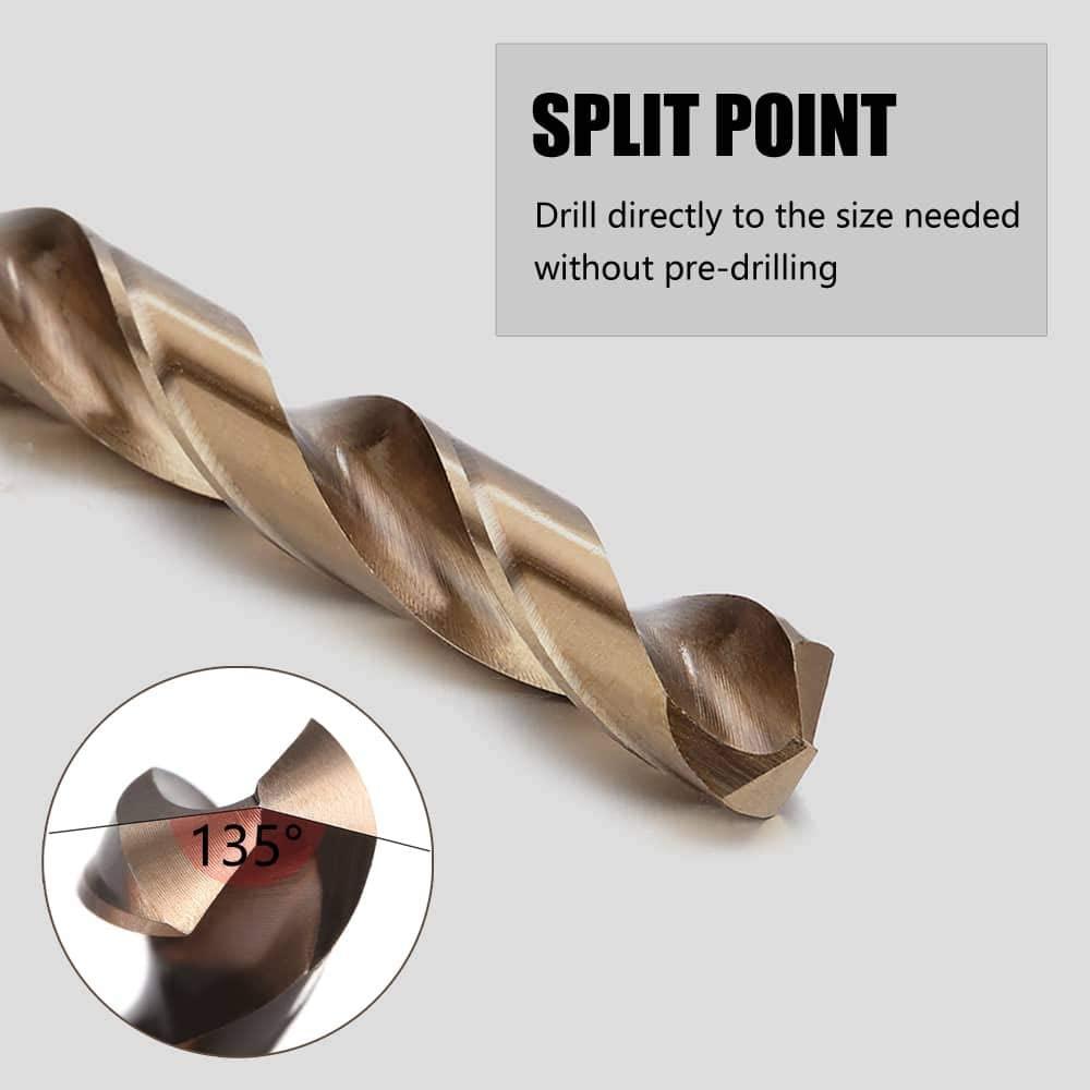 Socoje M35 Cobalt Drill Bit Set -Co Jobber Length Twist Drill Bits with Metal Case for Stainless Steel Wood Metal Drilling