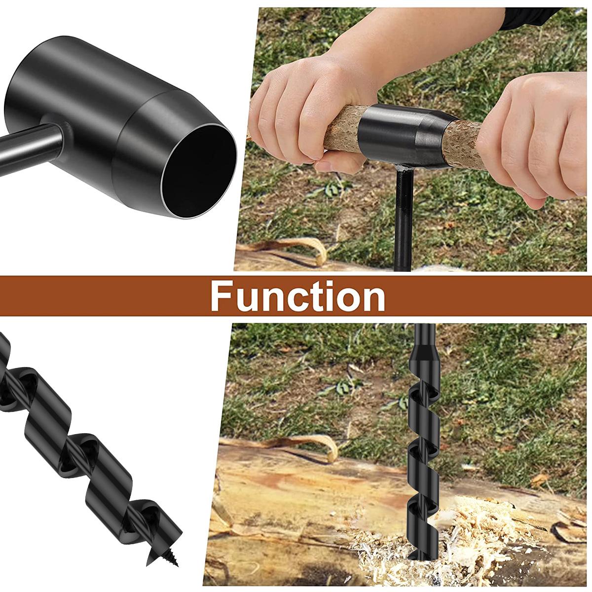 Hand Drill Carbon Steel Manual Auger Drill Portable Manual Survival Drill Bit Self-Tapping Survival Wood Punch Tool 4 Size Options Available