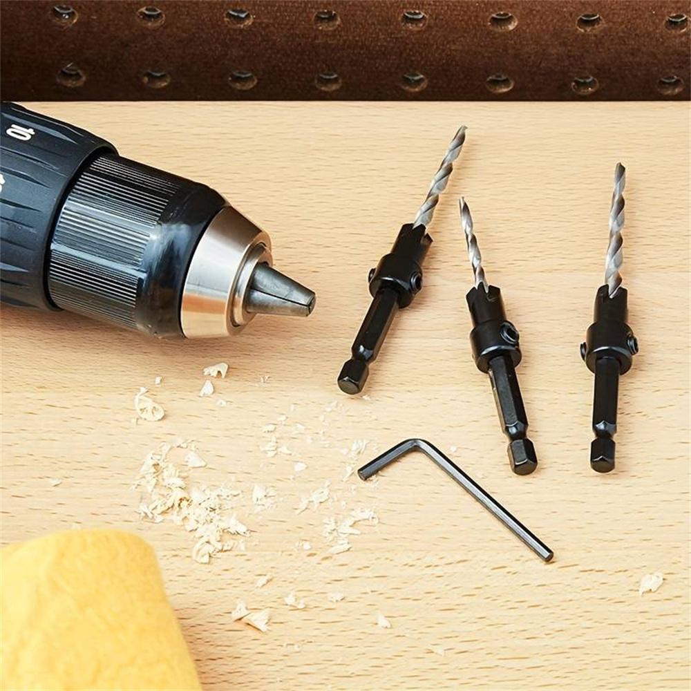 5PCS Countersink Set Countersink  Conical Countersink With 1 Hex Wrench Woodworking Countersink Bit