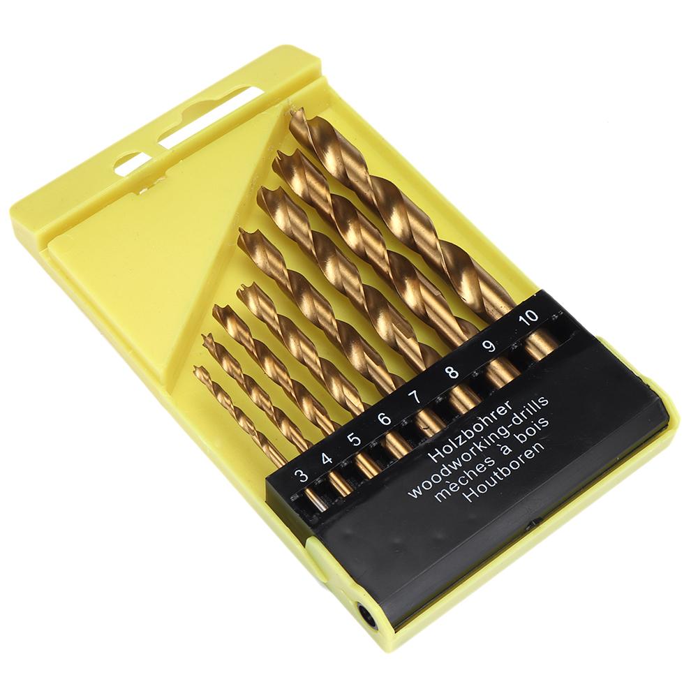 7/8Pcs 3-10mm Round Shank Titanium Coated Countersink Drill Bit Set Replacement Three Point Drill Set Carpentry Boring Tool Woodworking Tool