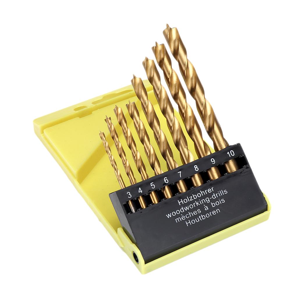 7/8Pcs 3-10mm Round Shank Titanium Coated Countersink Drill Bit Set Replacement Three Point Drill Set Carpentry Boring Tool Woodworking Tool