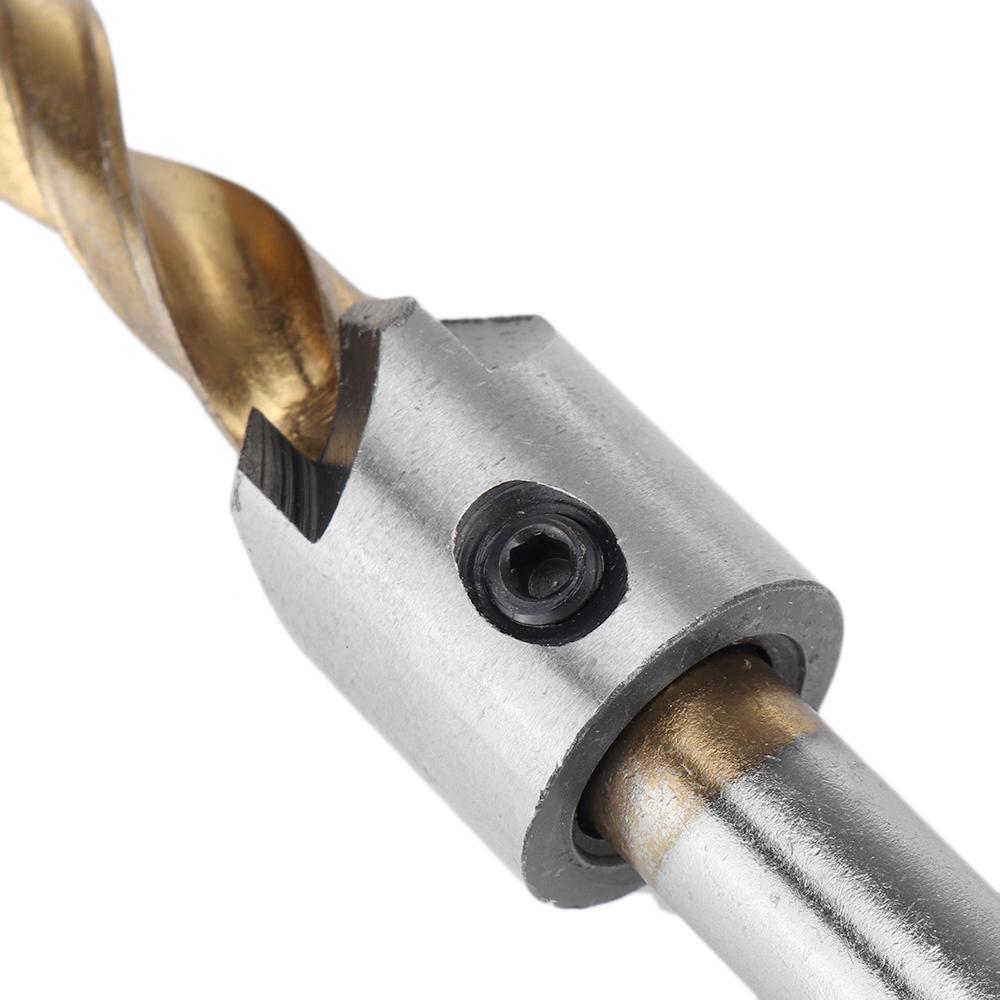 7/8Pcs 3-10mm Round Shank Titanium Coated Countersink Drill Bit Set Replacement Three Point Drill Set Carpentry Boring Tool Woodworking Tool