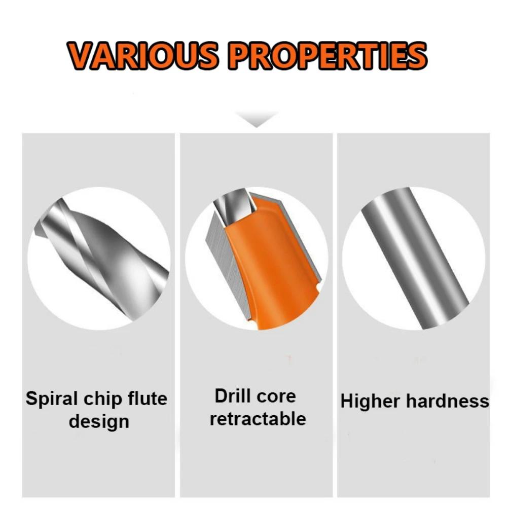 7PCS 8/10mm Shank  Woodworking Step Drill Countersink Router Bit Set Screw Extractor Remon Demolition for Wood Milling Cutter