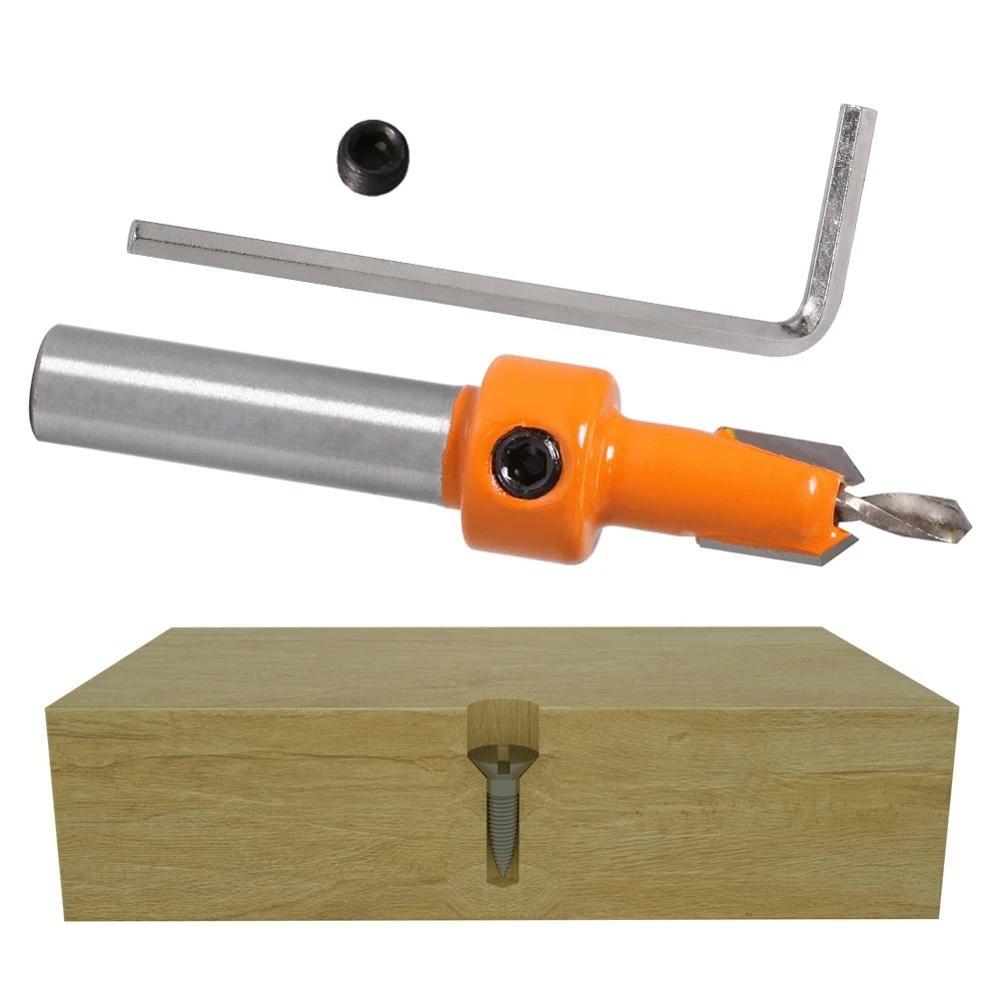 7PCS 8/10mm Shank  Woodworking Step Drill Countersink Router Bit Set Screw Extractor Remon Demolition for Wood Milling Cutter