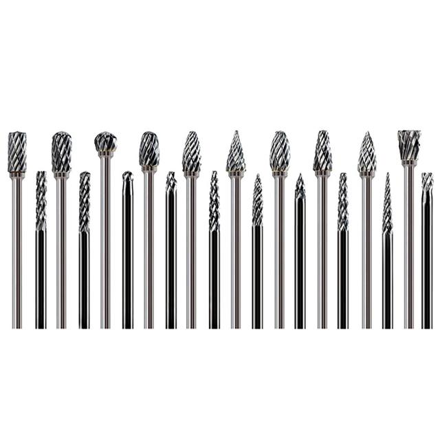 Carbide Burr Set Compatible with Dremel 1/8 Shank 20PCS Die Grinder Rotary Tool Rasp Wood Carving Bits Accessories